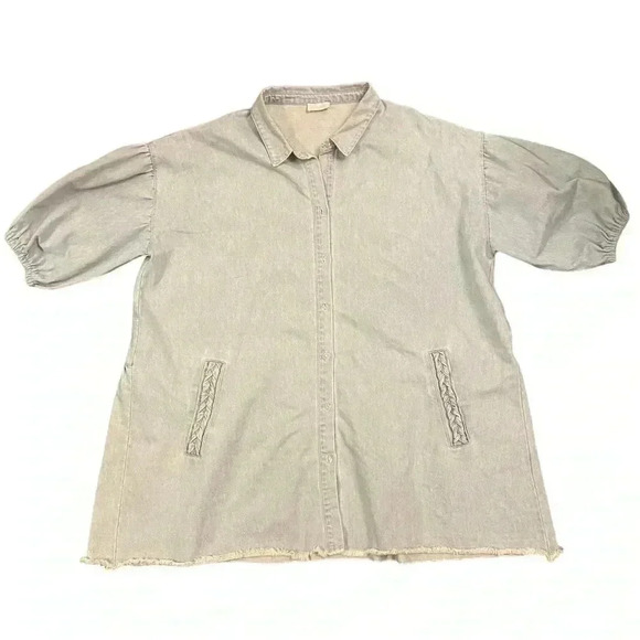 PINKLILY CHAMBRAY LONG SLEEVE MINI DRESS SIZE XL - Picture 1 of 10